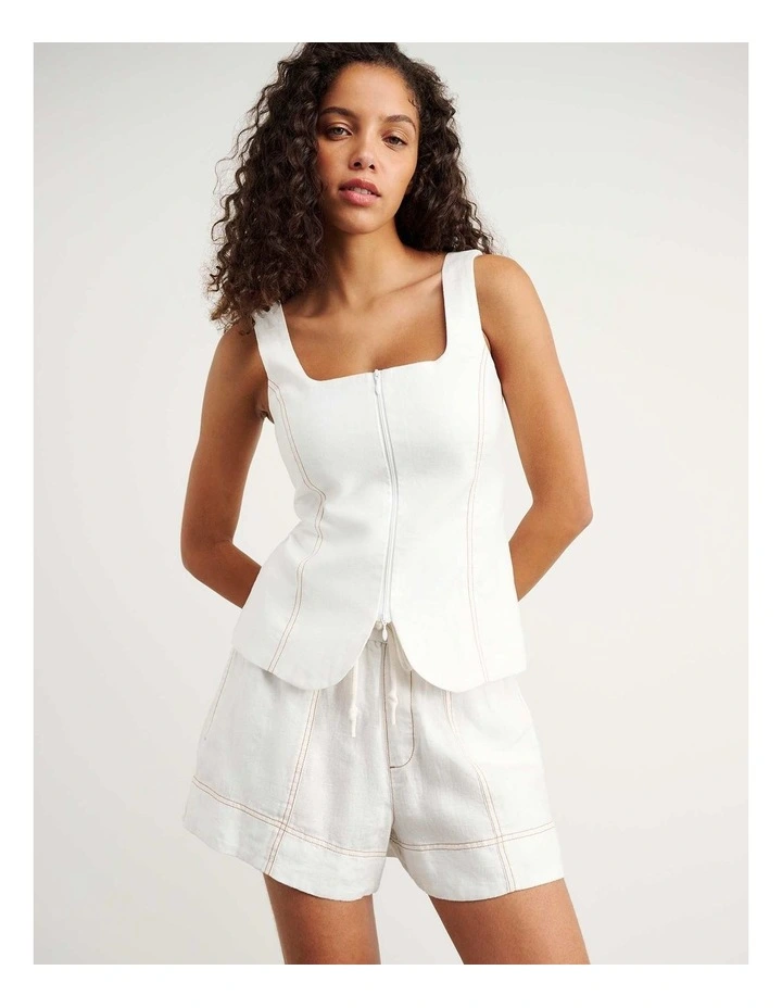 Sabine Linen Square Neck Bodice in White image 5