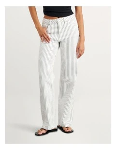 Stripe Billie Jeans in White
