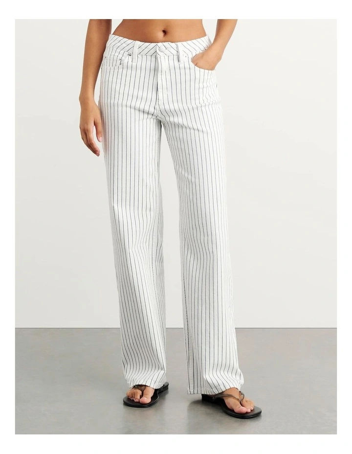 Stripe Billie Jeans in White image 2