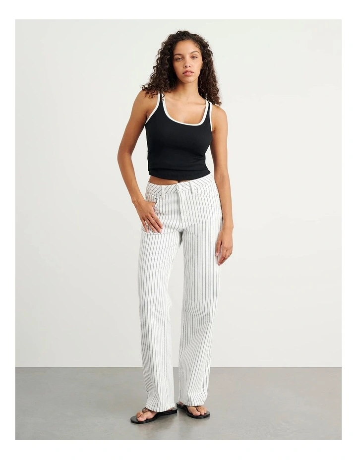Stripe Billie Jeans in White image 3