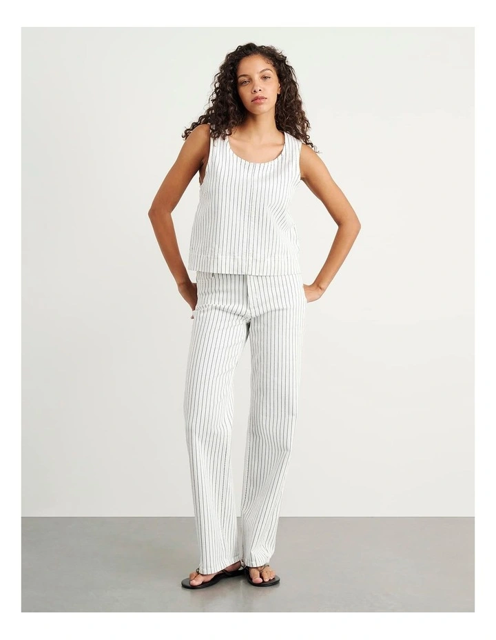 Stripe Billie Jeans in White image 6