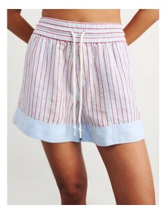 Gigi Stripe Pull On Shorts in Blue/Red