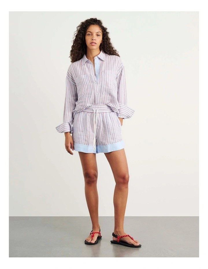 Gigi Stripe Pull On Shorts in Blue/Red image 2