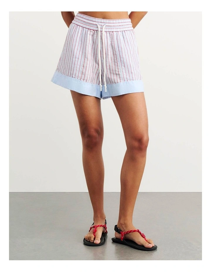 Gigi Stripe Pull On Shorts in Blue/Red image 3