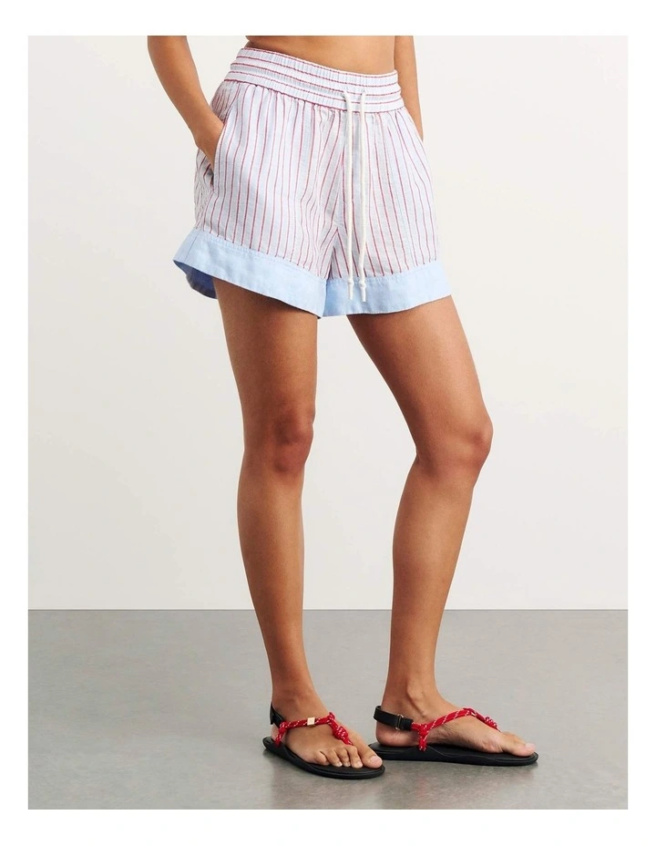 Gigi Stripe Pull On Shorts in Blue/Red image 4