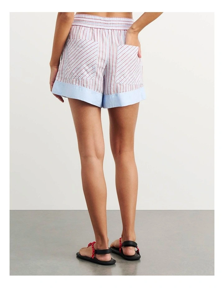 Gigi Stripe Pull On Shorts in Blue/Red image 5