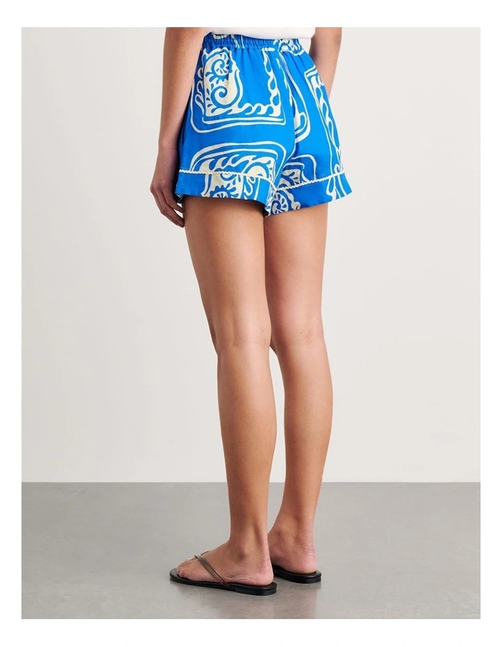 Ceezee Linen Pull on Short in Blue image 2