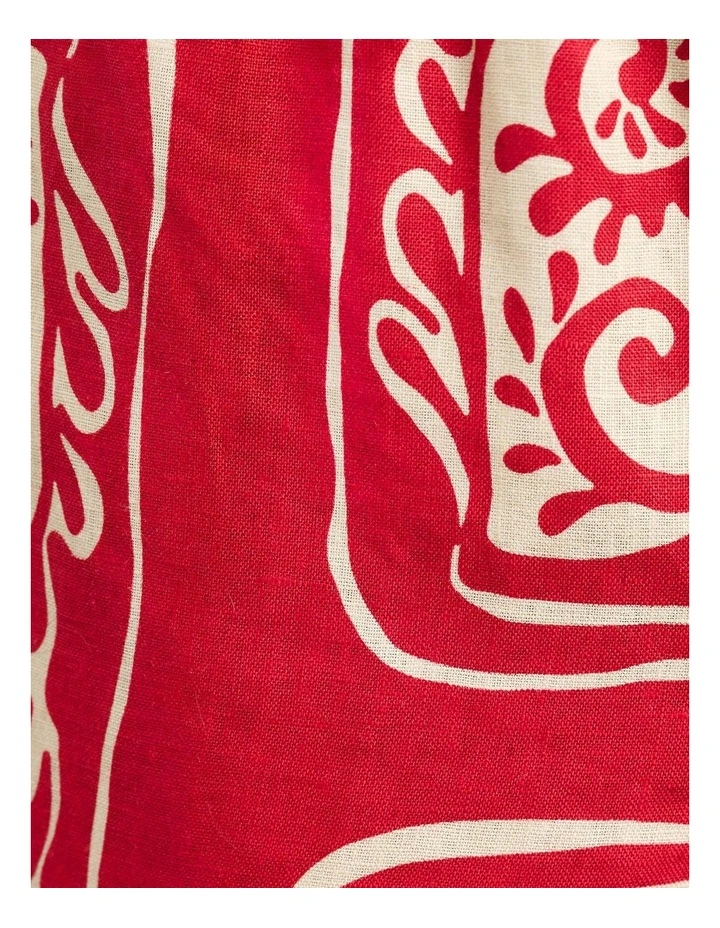 Ceezee Linen Pull on Shorts in Red Multi image 6