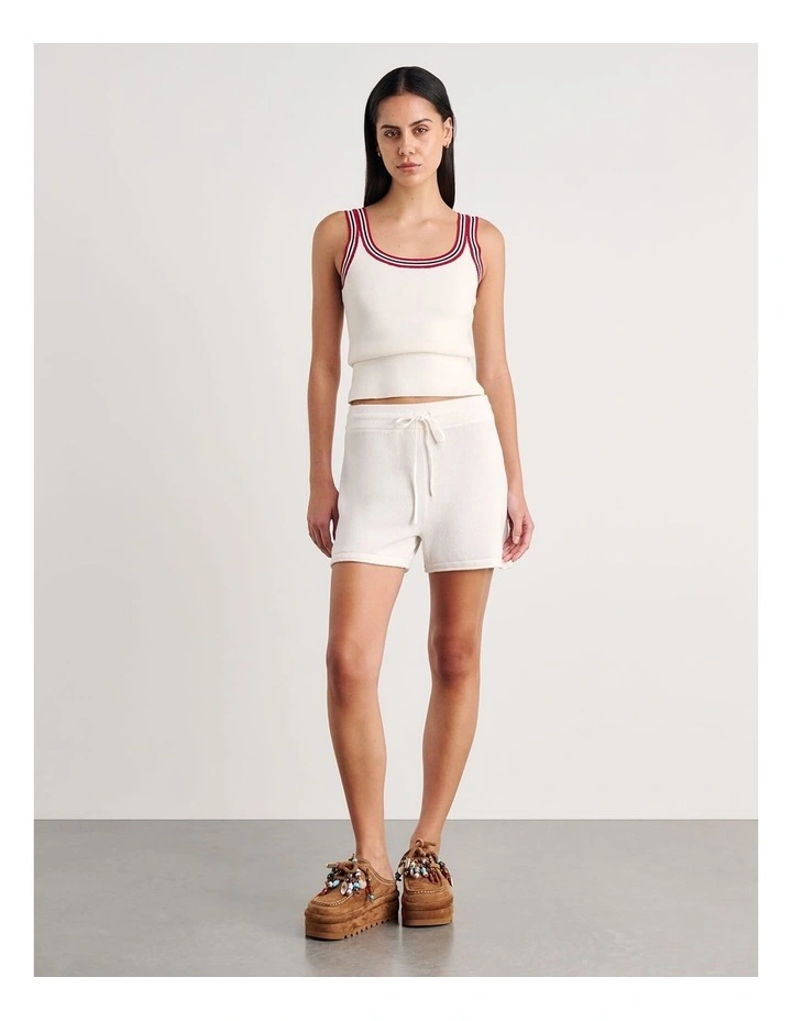 Brita Knit Pull on Short in White image 4
