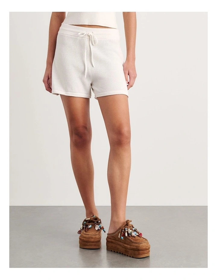 Brita Knit Pull on Short in White image 5