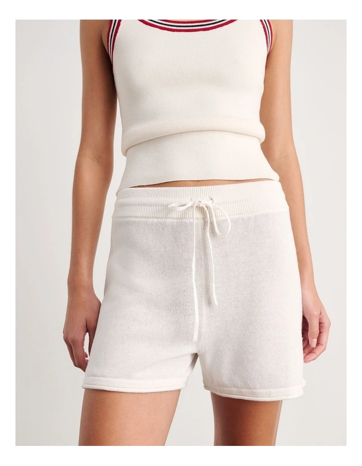Brita Knit Pull on Short in White image 6