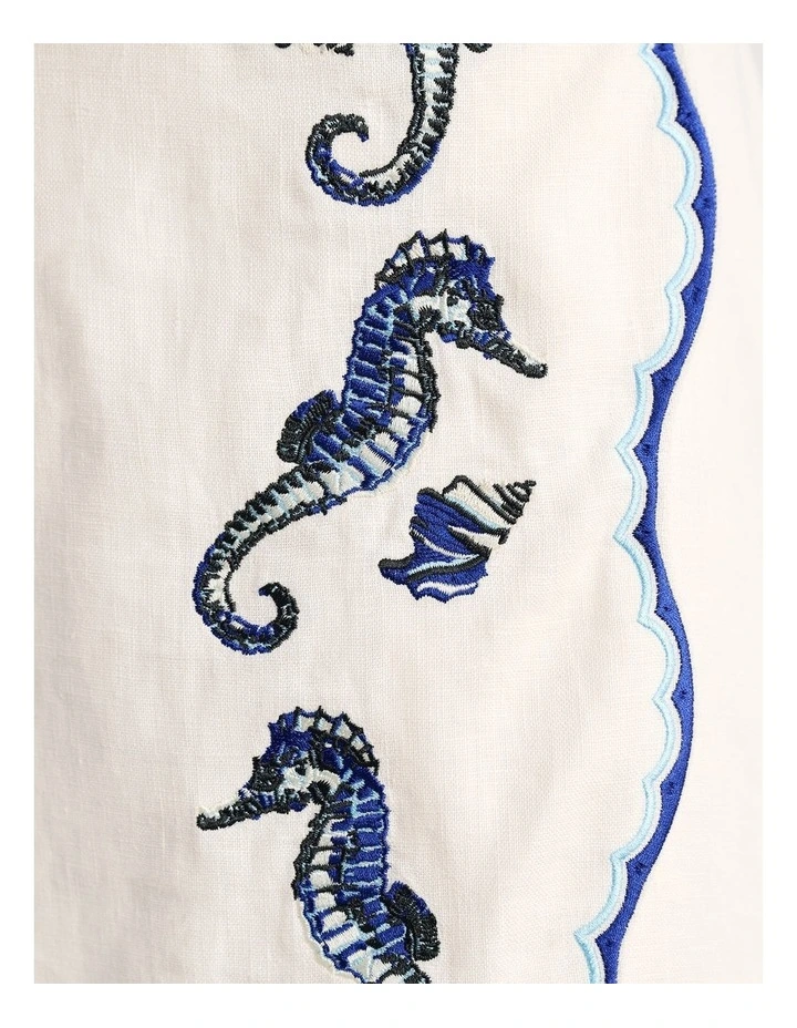 Seahorse Linen Mini Wrap Skirt in White image 6