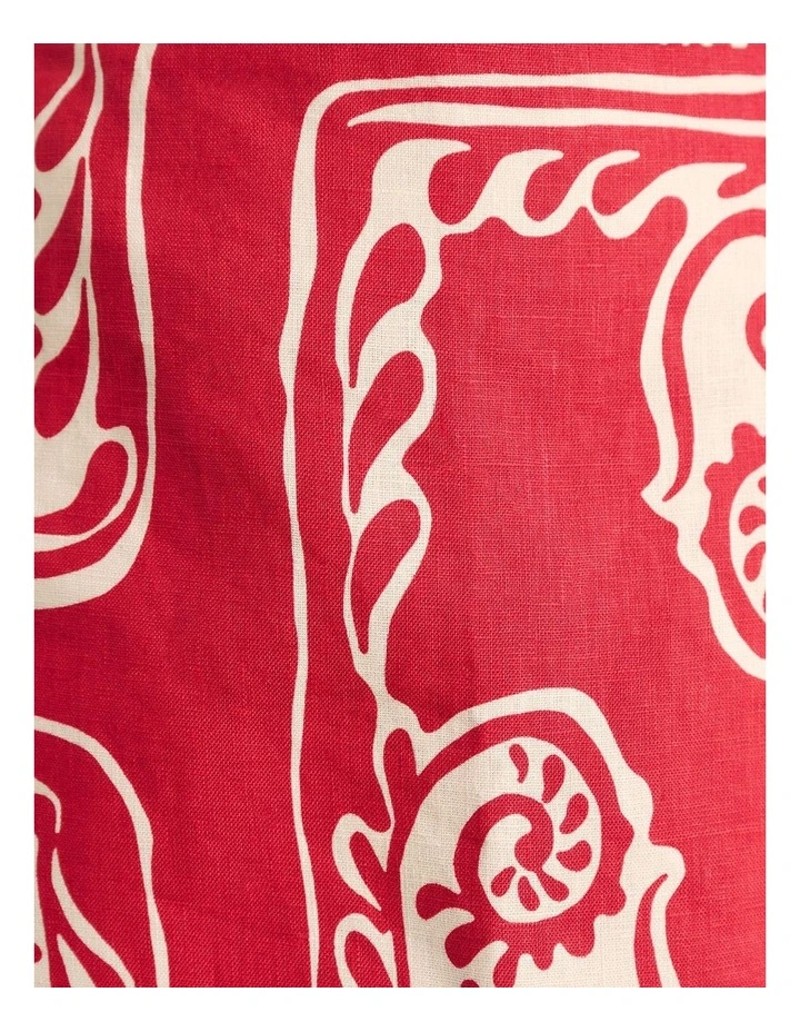 Ceezee Linen Wrap Mini Skirt in Red Multi image 6