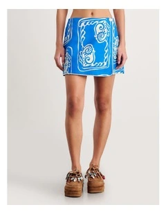 Ceezee Linen Wrap Mini Skirt in Blue