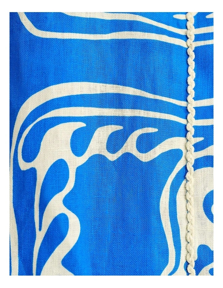 Ceezee Linen Wrap Mini Skirt in Blue image 6