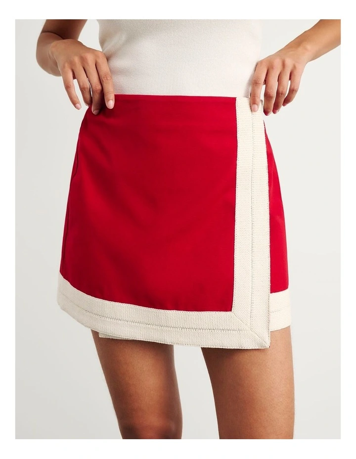 Canvas Wrap Mini Skirt in Red image 1