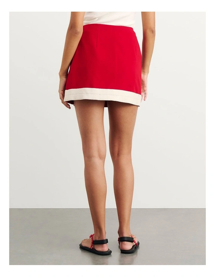 Canvas Wrap Mini Skirt in Red image 2
