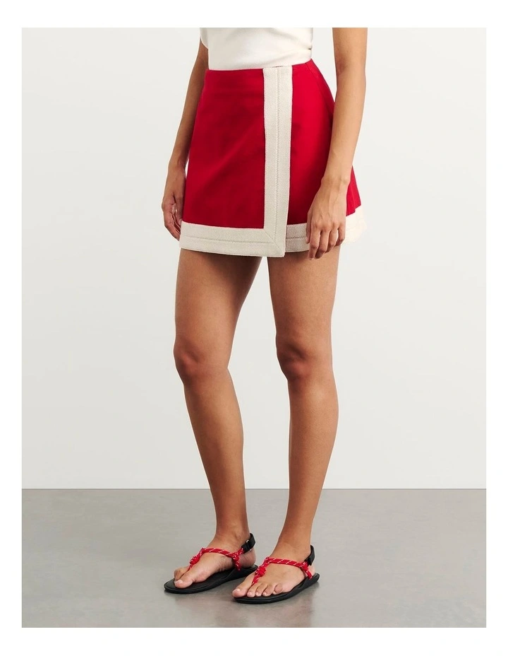 Canvas Wrap Mini Skirt in Red image 3