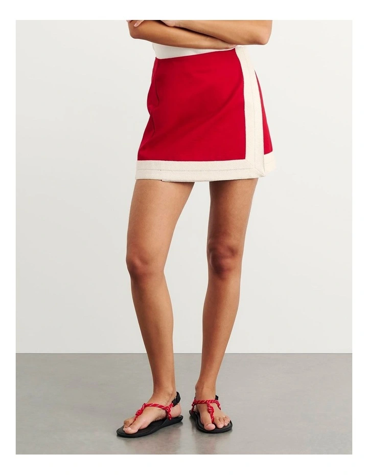 Canvas Wrap Mini Skirt in Red image 5