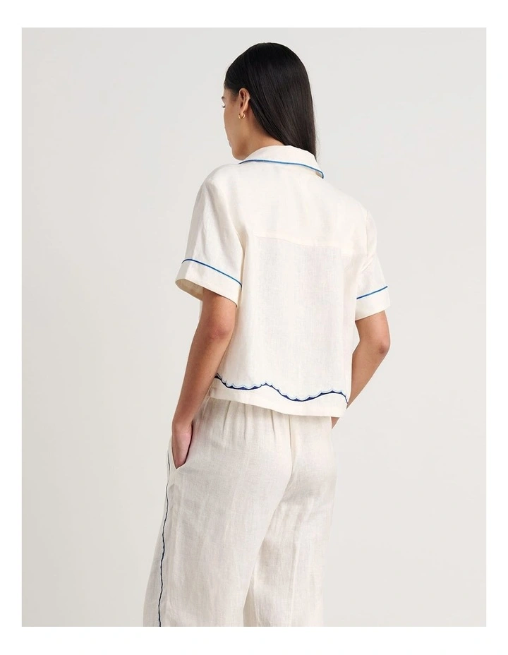 Seahorse Crop Short Sleeve Shirt in White image 2