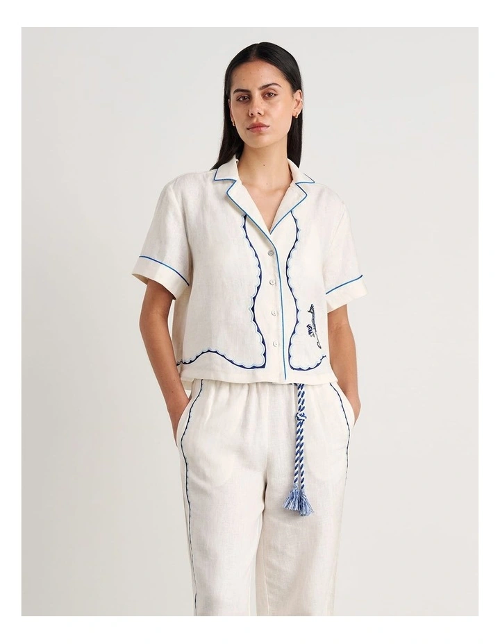 Seahorse Crop Short Sleeve Shirt in White image 4