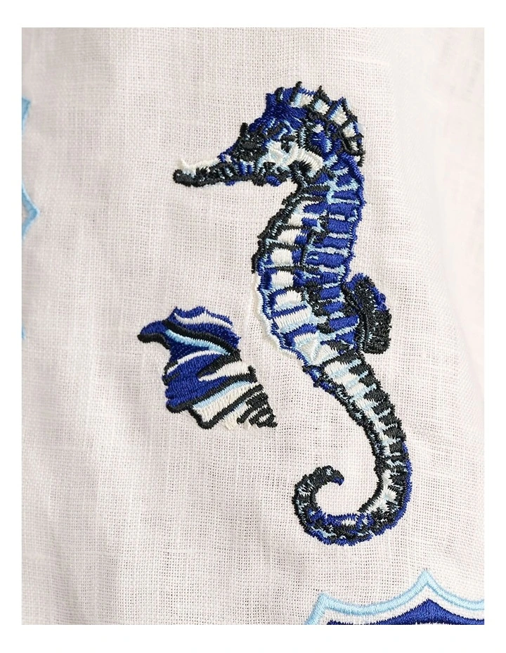 Seahorse Crop Short Sleeve Shirt in White image 7