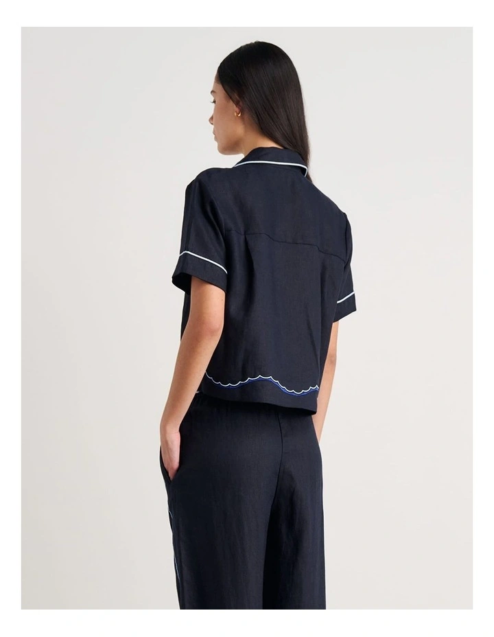 Seahorse Crop Short Sleeve Shirt in Blue image 2