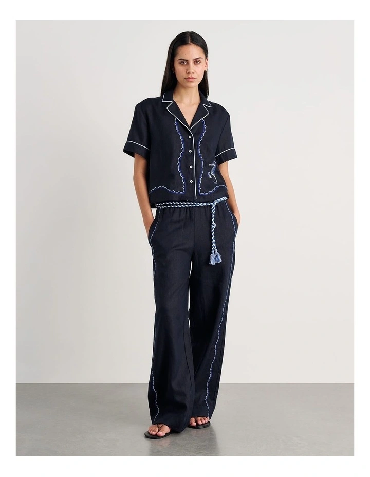 Seahorse Crop Short Sleeve Shirt in Blue image 5