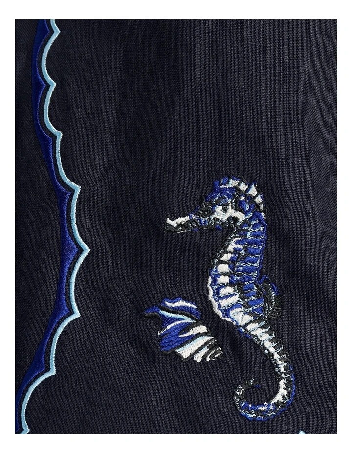 Seahorse Crop Short Sleeve Shirt in Blue image 6