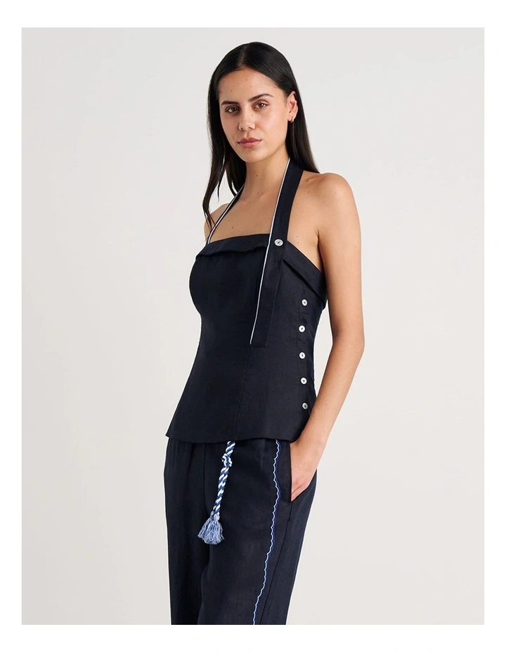 Seahorse Halter Top in Blue image 3