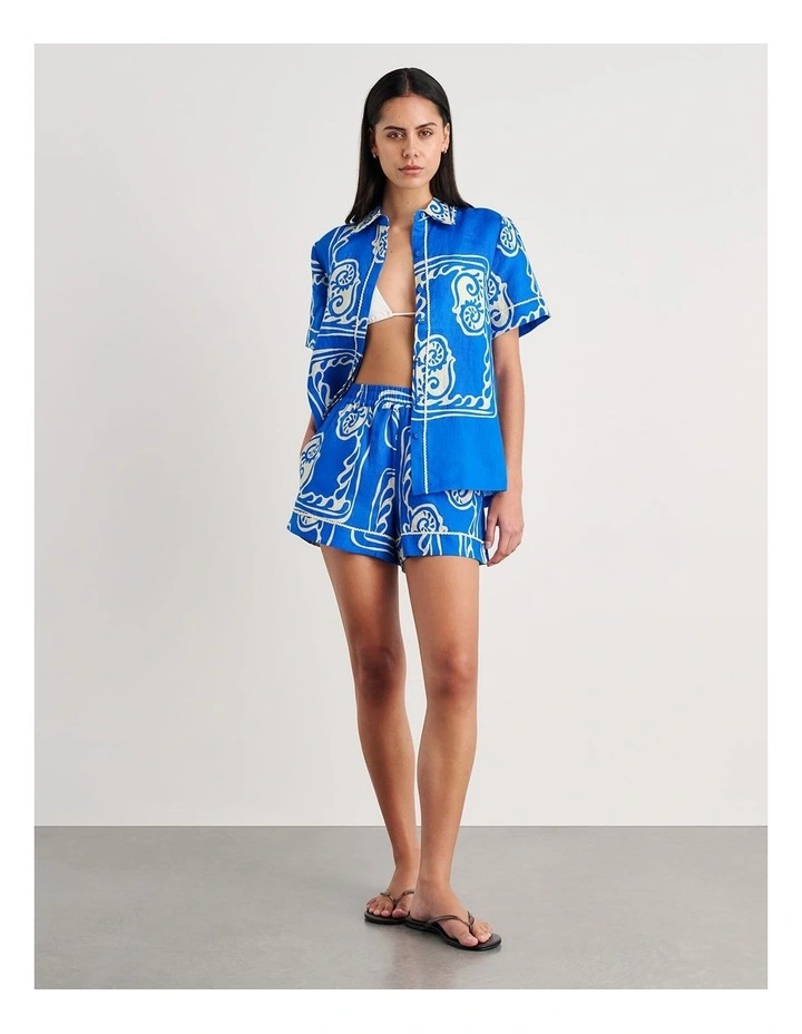 Ceeze Linen Short Sleeve Shirt in Blue image 4