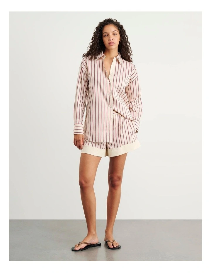 Gigi Poplin Relaxed Shirt in Red/White image 2