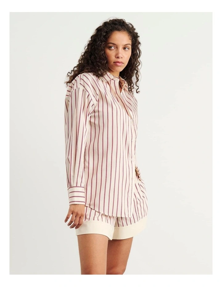 Gigi Poplin Relaxed Shirt in Red/White image 4