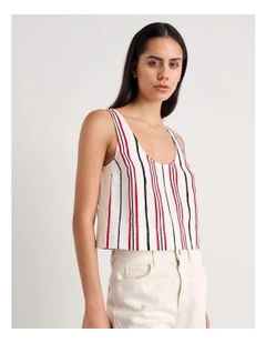 Canvas Contrast Scoop Cami in Red