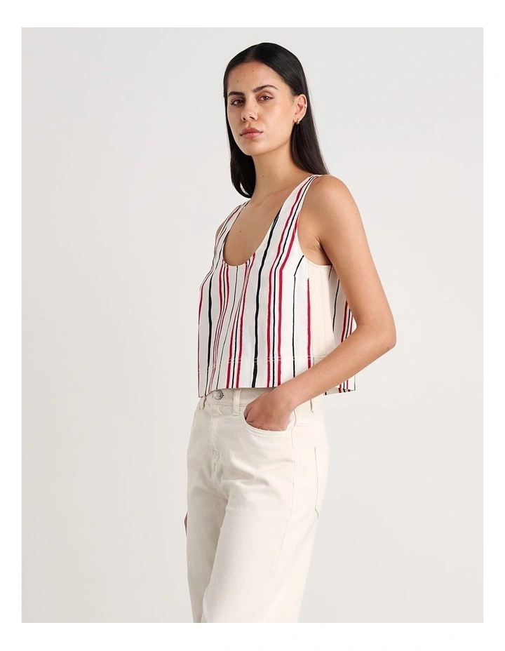 Canvas Contrast Scoop Cami in Red image 3