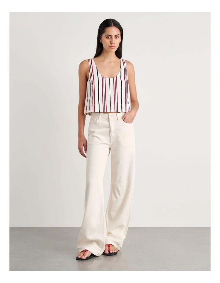 Canvas Contrast Scoop Cami in Red image 4