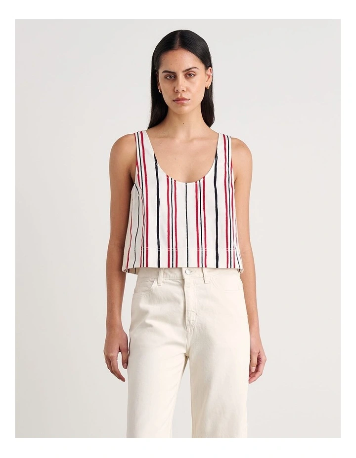 Canvas Contrast Scoop Cami in Red image 5
