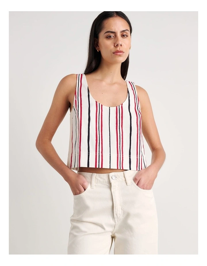 Canvas Contrast Scoop Cami in Red image 6