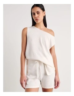 Brita Relaxed Knit T-shirt in Cream