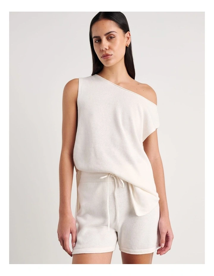 Brita Relaxed Knit T-shirt in Cream image 1