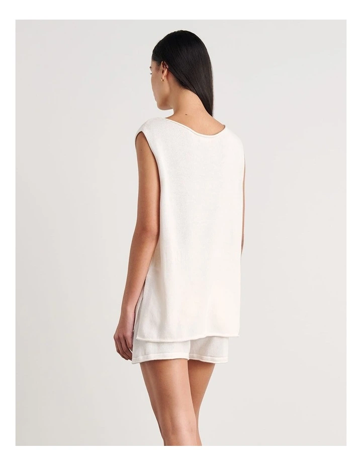 Brita Relaxed Knit T-shirt in Cream image 2