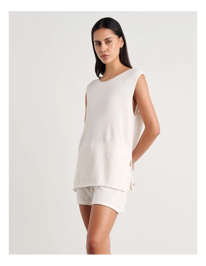 Brita Relaxed Knit T-shirt in Cream image 3