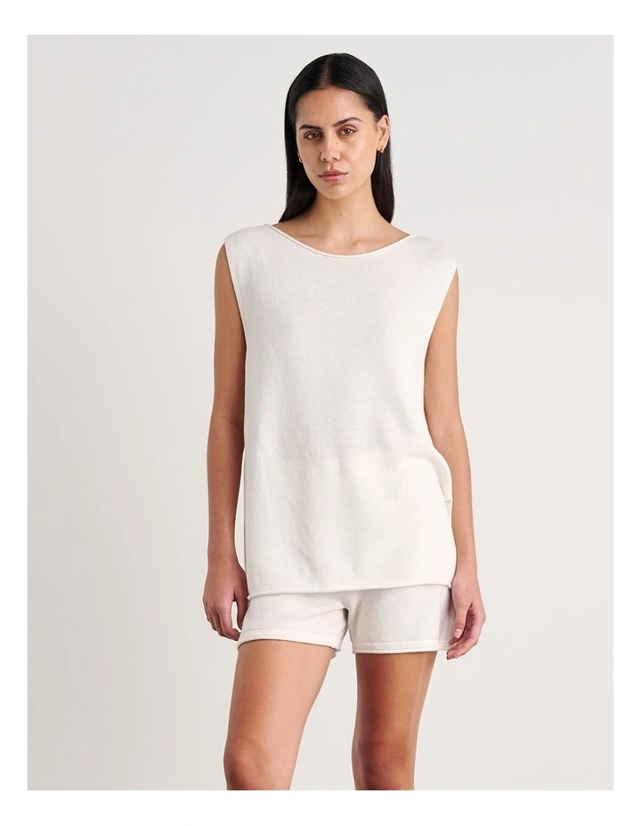 Brita Relaxed Knit T-shirt in Cream image 4