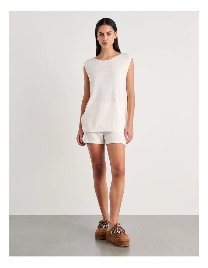 Brita Relaxed Knit T-shirt in Cream image 5