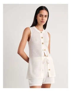 Brita Longline Knit Vest in White