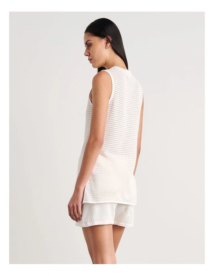 Brita Longline Knit Vest in White image 2