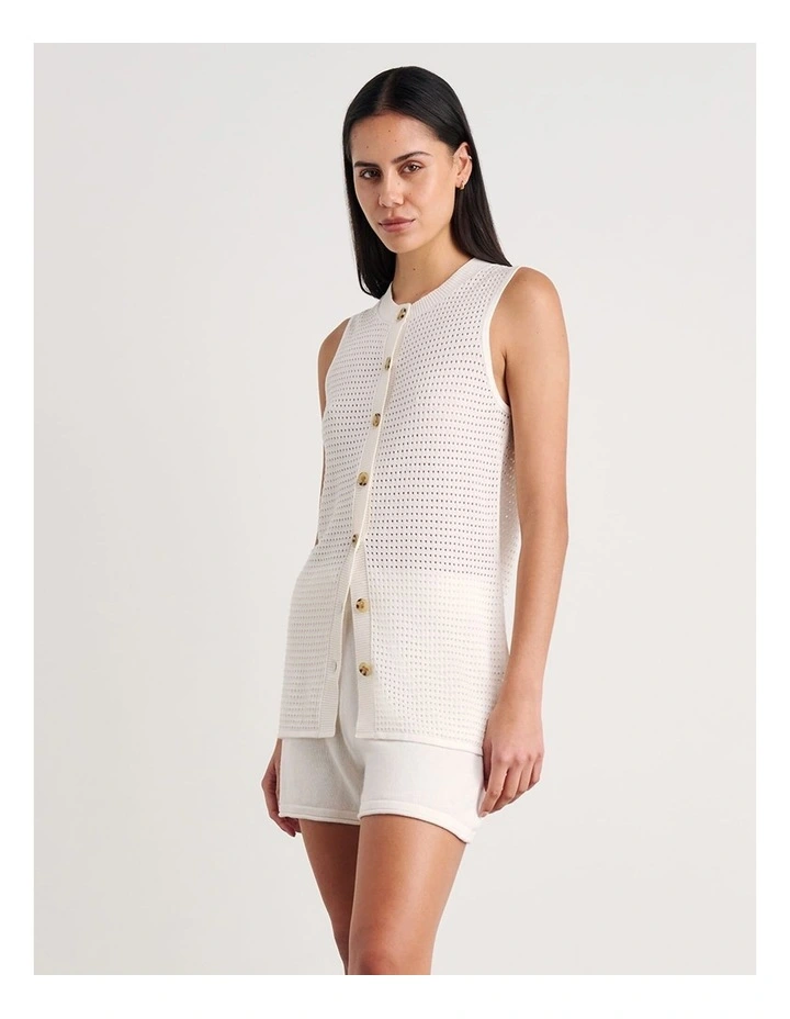 Brita Longline Knit Vest in White image 3