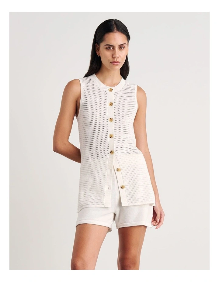 Brita Longline Knit Vest in White image 4