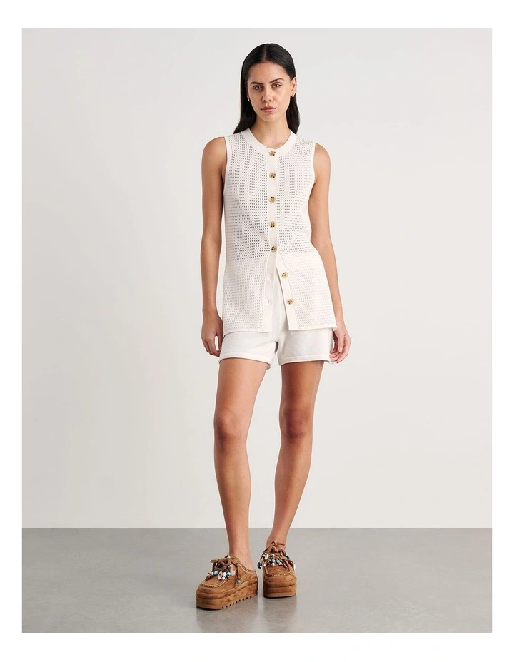 Brita Longline Knit Vest in White image 5