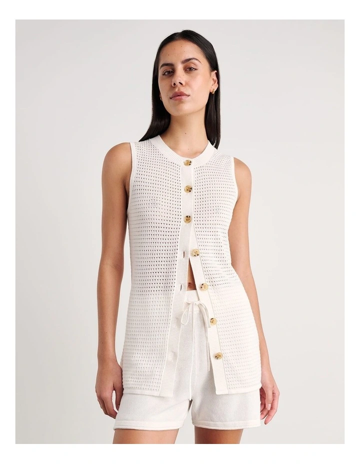 Brita Longline Knit Vest in White image 6
